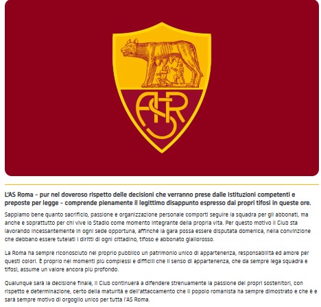 comunicato roma derby