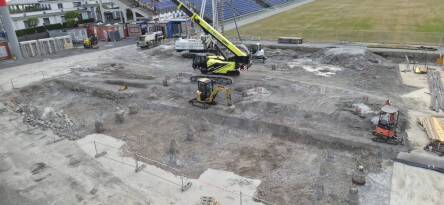 Sinigaglia Stadium works, here are the new images: foundation poles already ready to accommodate the new blue curve